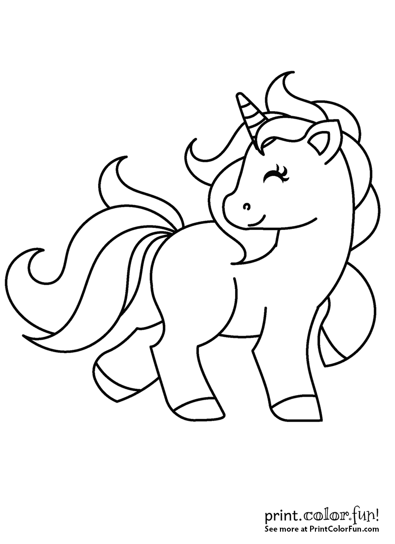 Cute My Little Unicorn coloring page Print Color Fun