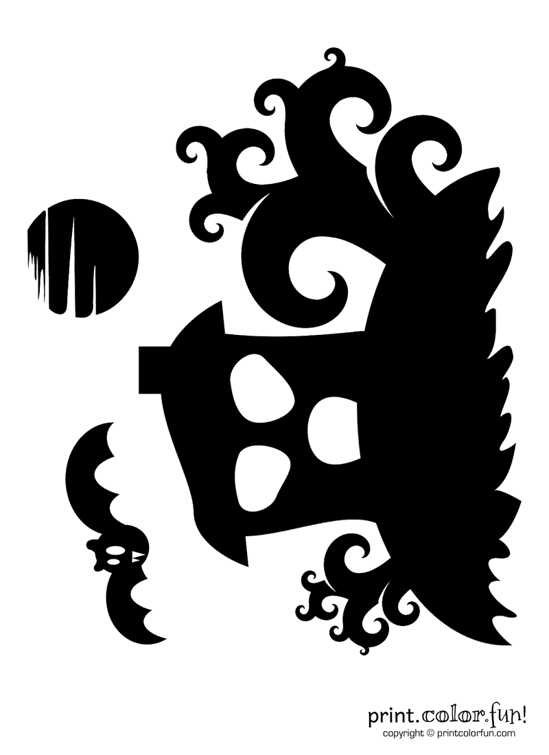 Pumpkin Carving Stencil Haunted House Coloring Page Print Color Fun 