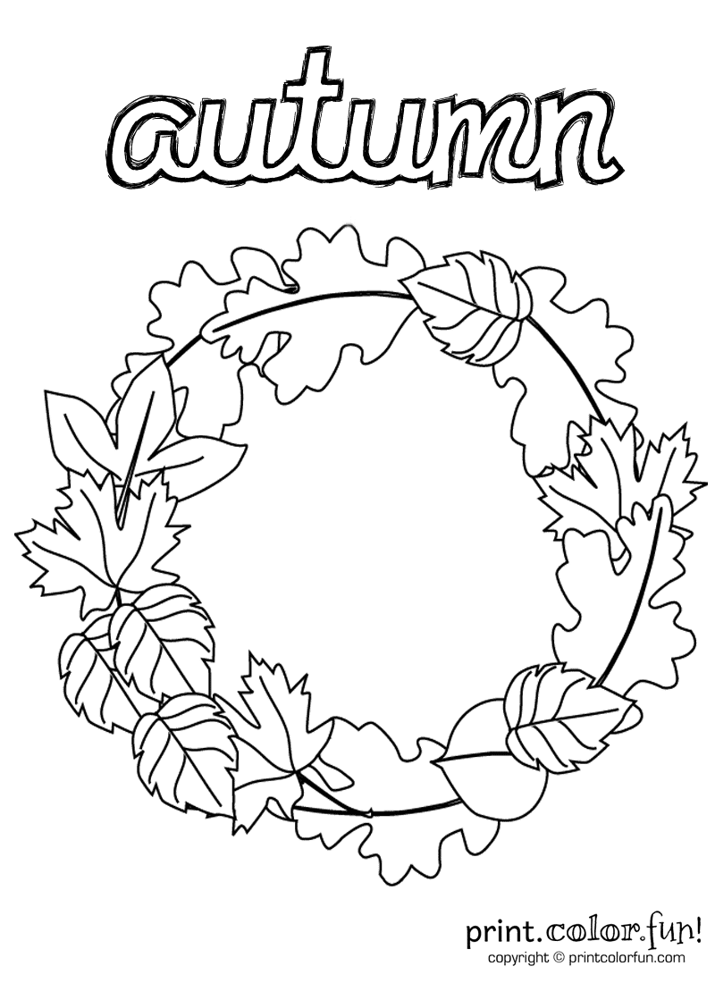 coloring autumn wreath fall season printable wreaths thanksgiving printables nature adult leaves printcolorfun sheets easy books fun leaf flower crafts