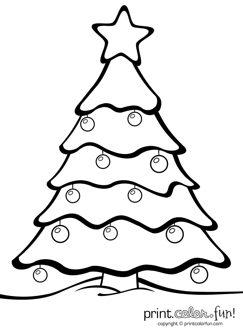 Christmas tree with ornaments coloring page - Print. Color. Fun!