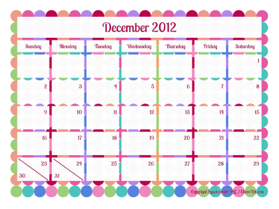 Free Calendars Print on Blank Calendar Pages  Happy Dots   Print  Color  Fun  Free Printables
