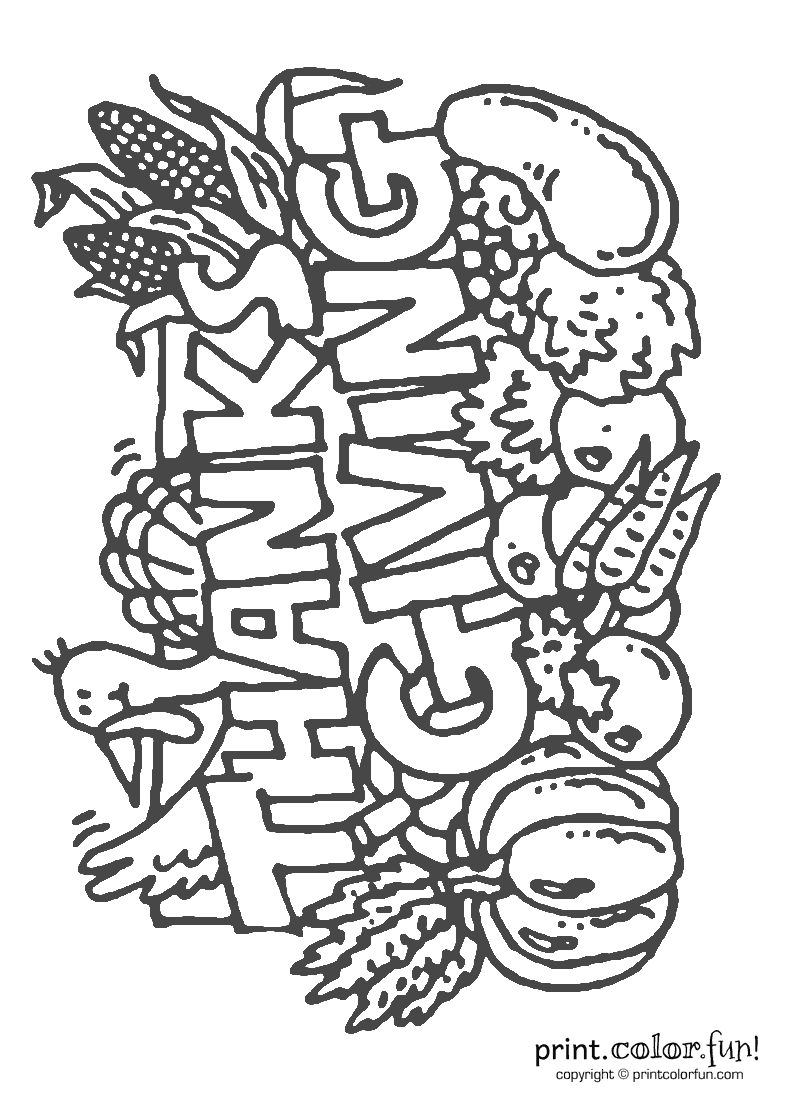 a sign that says thanksgiving coloring pages - photo #26