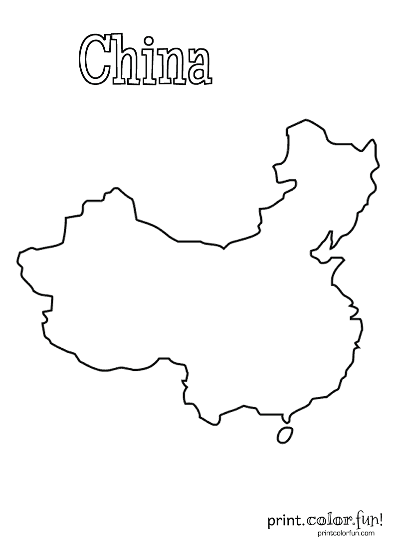Map of China coloring page - Print. Color. Fun!