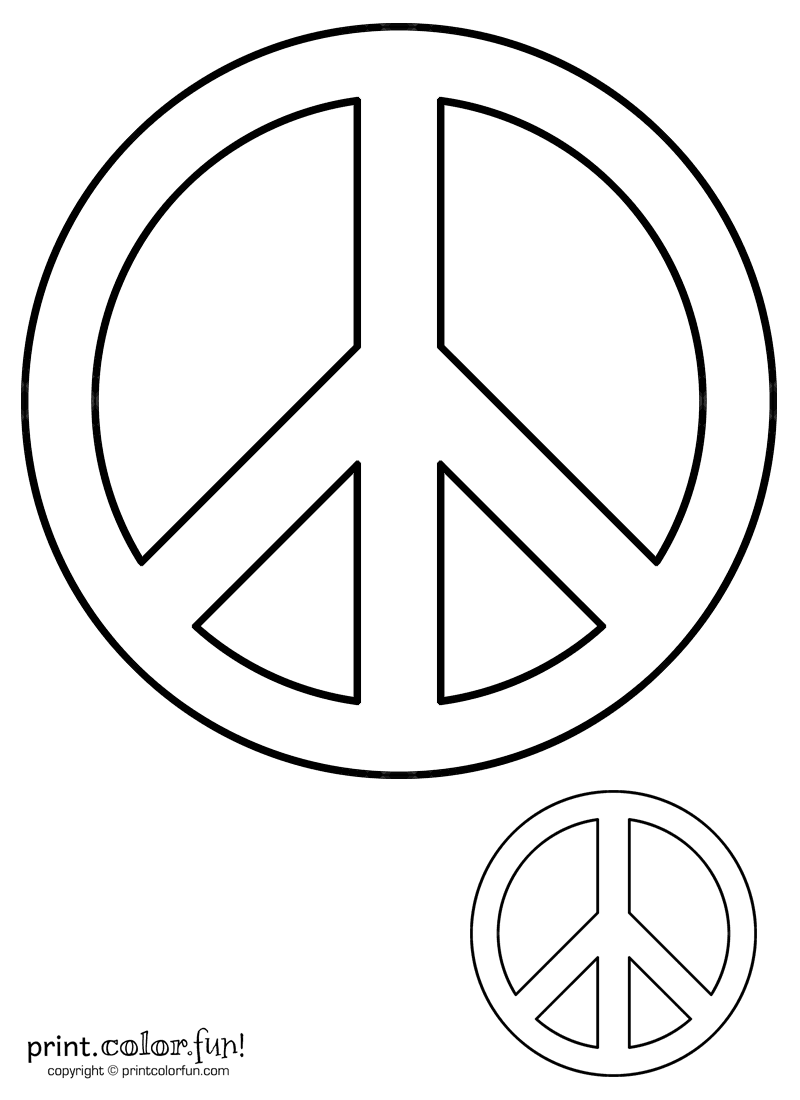 Peace sign coloring page Print Color Fun