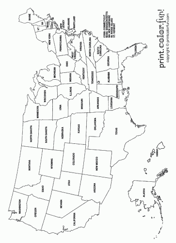 labeled usa map coloring pages printable - photo #3