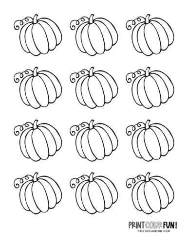 12 tiny pumpkins to color