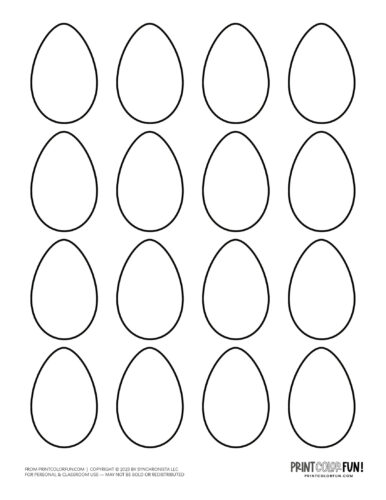 16 blank Easter eggs coloring page from PrintColorFun com