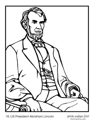 16. US Presidents coloring pages: Abraham Lincoln