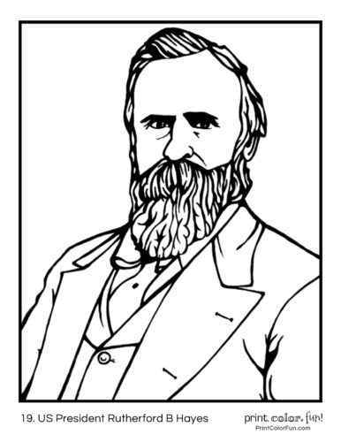 19. US Presidents coloring pages of Rutherford B Hayes
