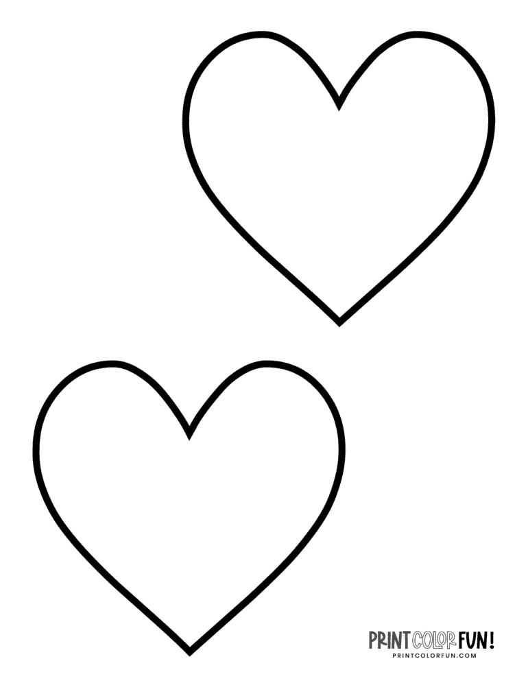 Blank heart shape coloring pages & crafty printables, at PrintColorFun.com