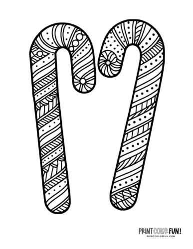 2 fancy candy canes coloring page at PrintColorFun com