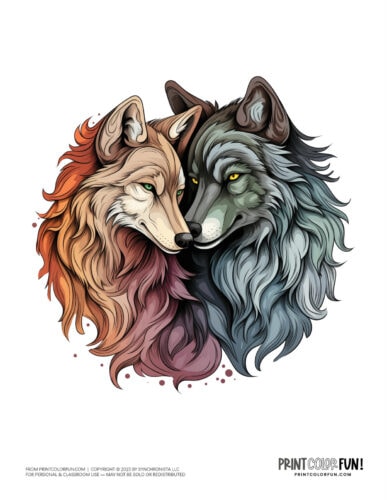 2 wolves clipart from PrintColorFun com