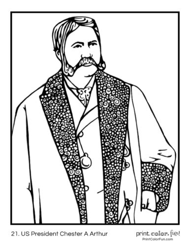 21. US Presidents coloring pages of Chester A Arthur