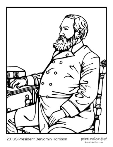 23. US Presidents coloring pages: Benjamin Harrison