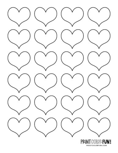 24 small printable blank hearts - Shapes to cut or color