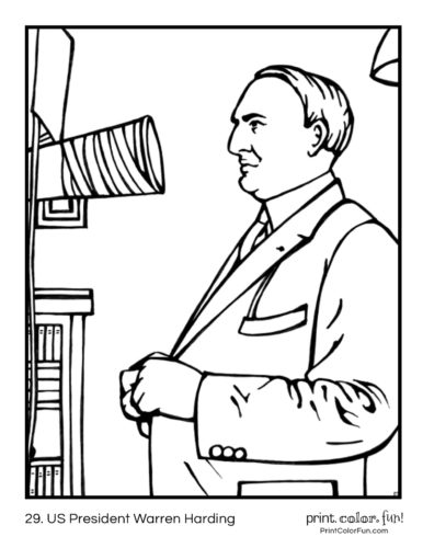 29. US Presidents coloring pages: Warren Harding
