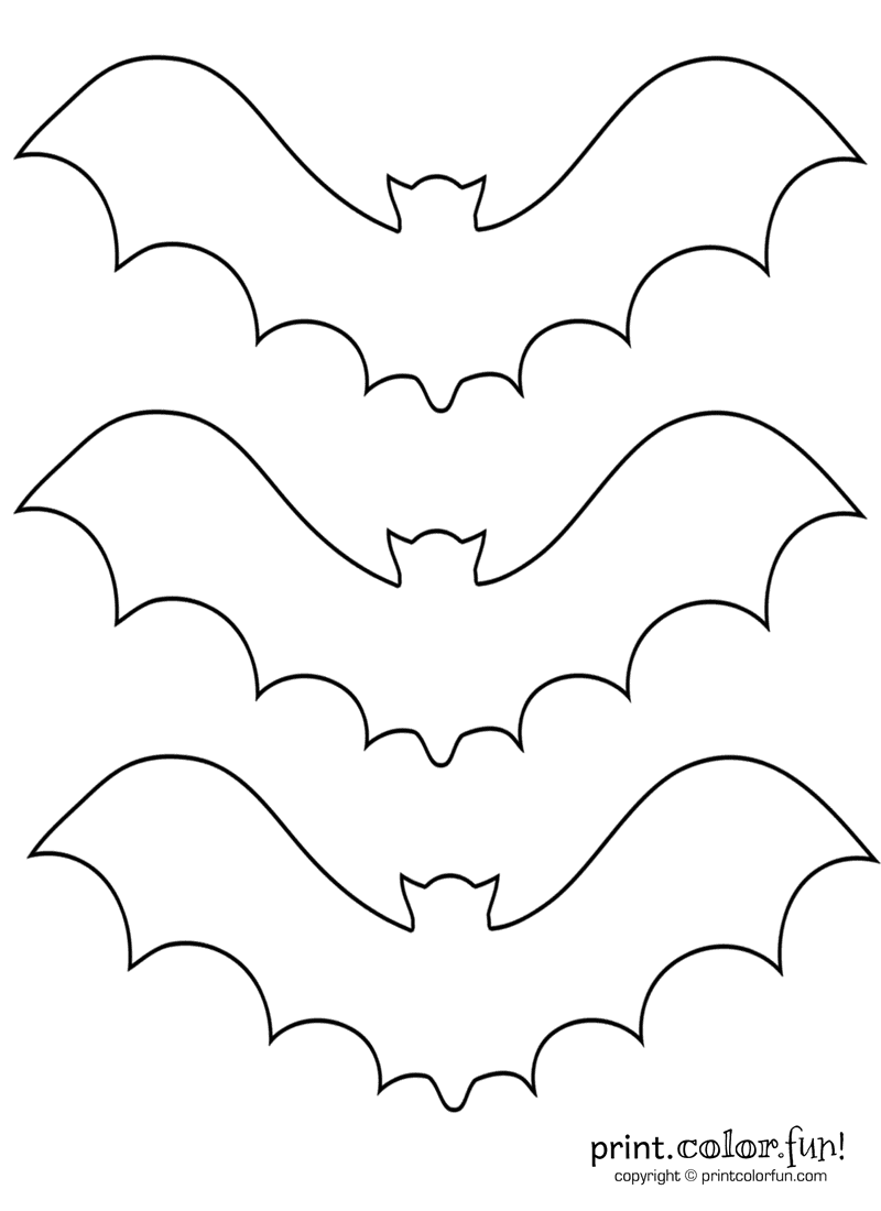 3 Bat Stencils Coloring Page Print Color Fun 