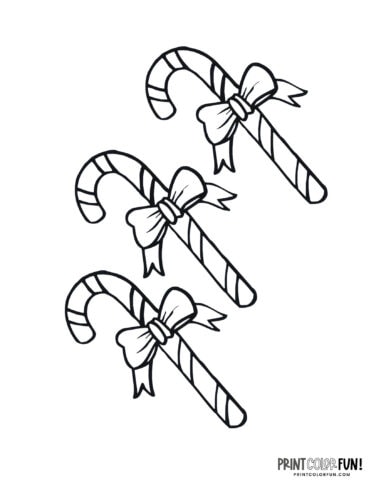3 candy canes with bows coloring page at PrintColorFun com