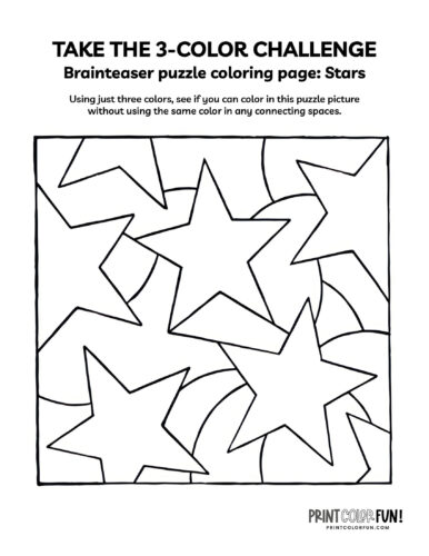 3-color challenge brainteaser puzzle - Stars at PrintColorFun com