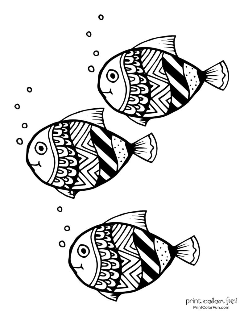 Top 100 fish coloring pages: Cute free printables - Print Color Fun!