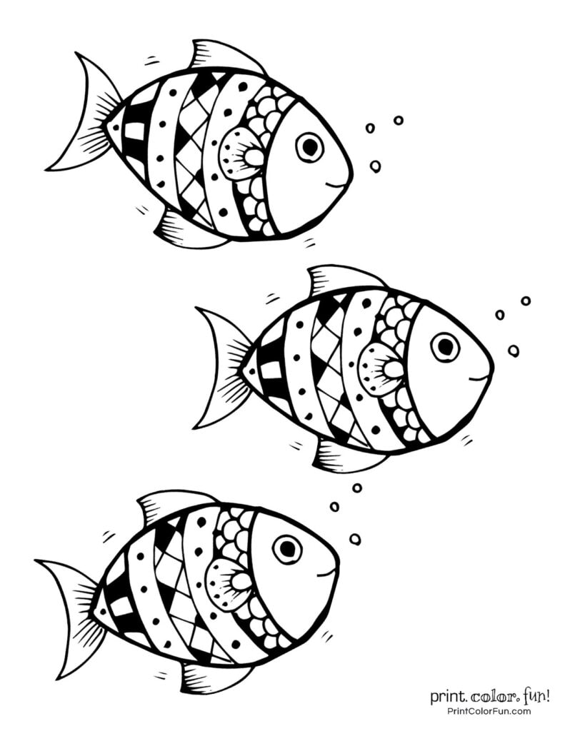 Top 100 fish coloring pages: Cute free printables, at PrintColorFun.com