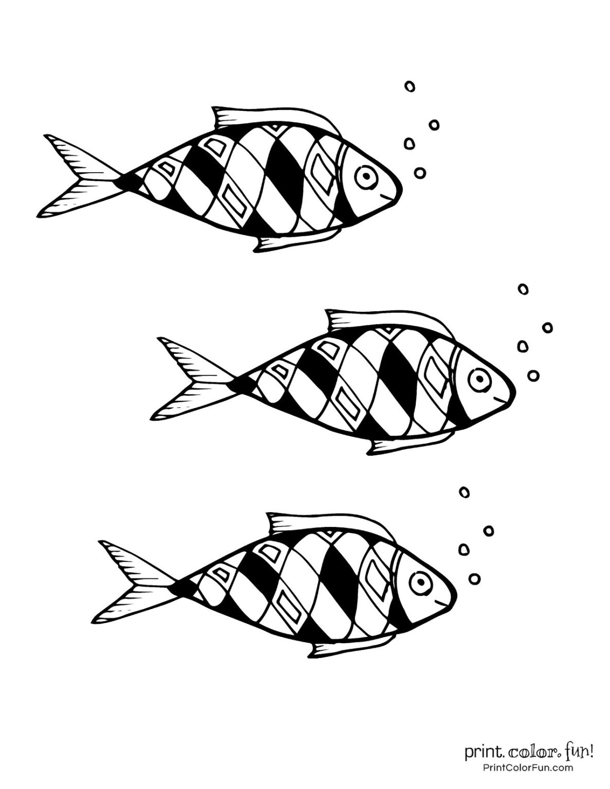 Top 100 fish coloring pages: Cute free printables, at PrintColorFun.com