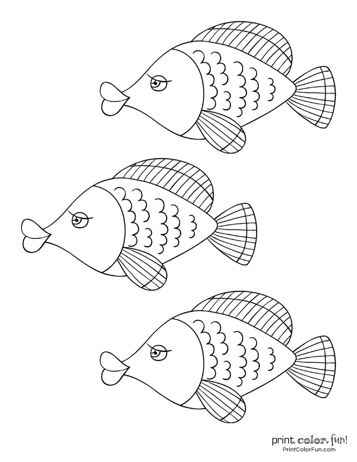 Top 100 fish coloring pages: Cute free printables, at PrintColorFun.com