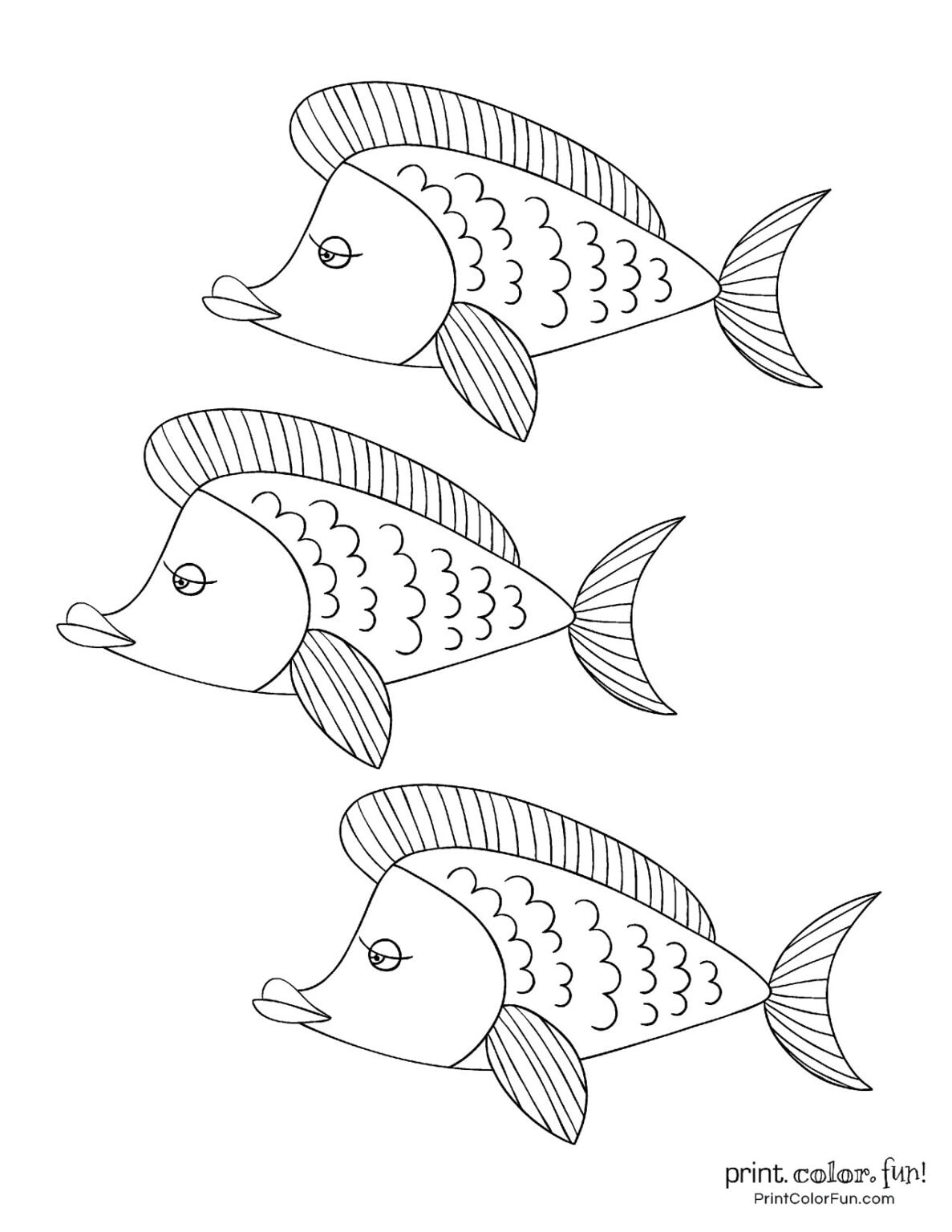 Top 100 fish coloring pages: Cute free printables, at PrintColorFun.com