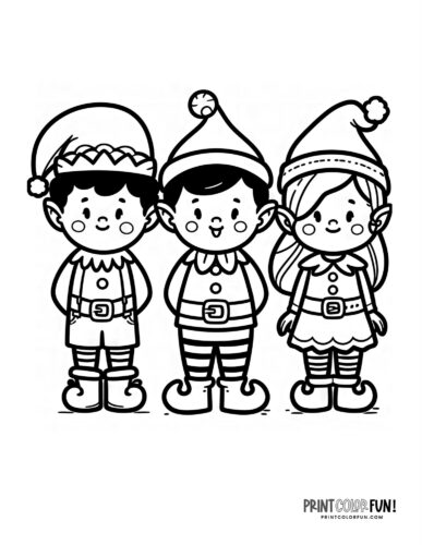 3 of Santa's elves coloring page at PrintColorFun com