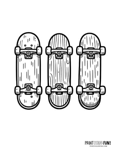 3 skateboards coloring page from PrintColorFun com
