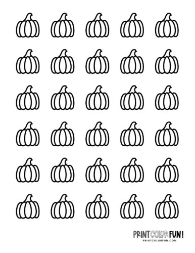 30 small pumpkin icons in 6 rows