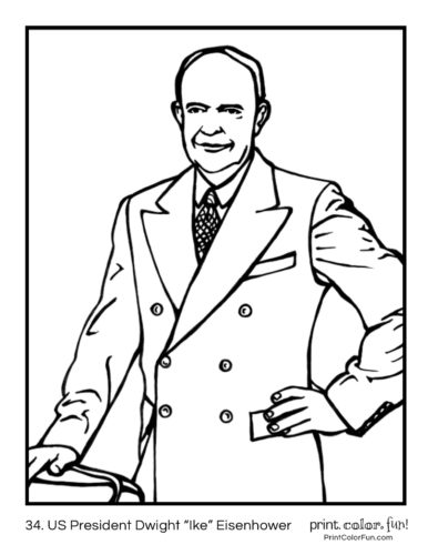 34. US Presidents coloring pages of Dwight Ike Eisenhower
