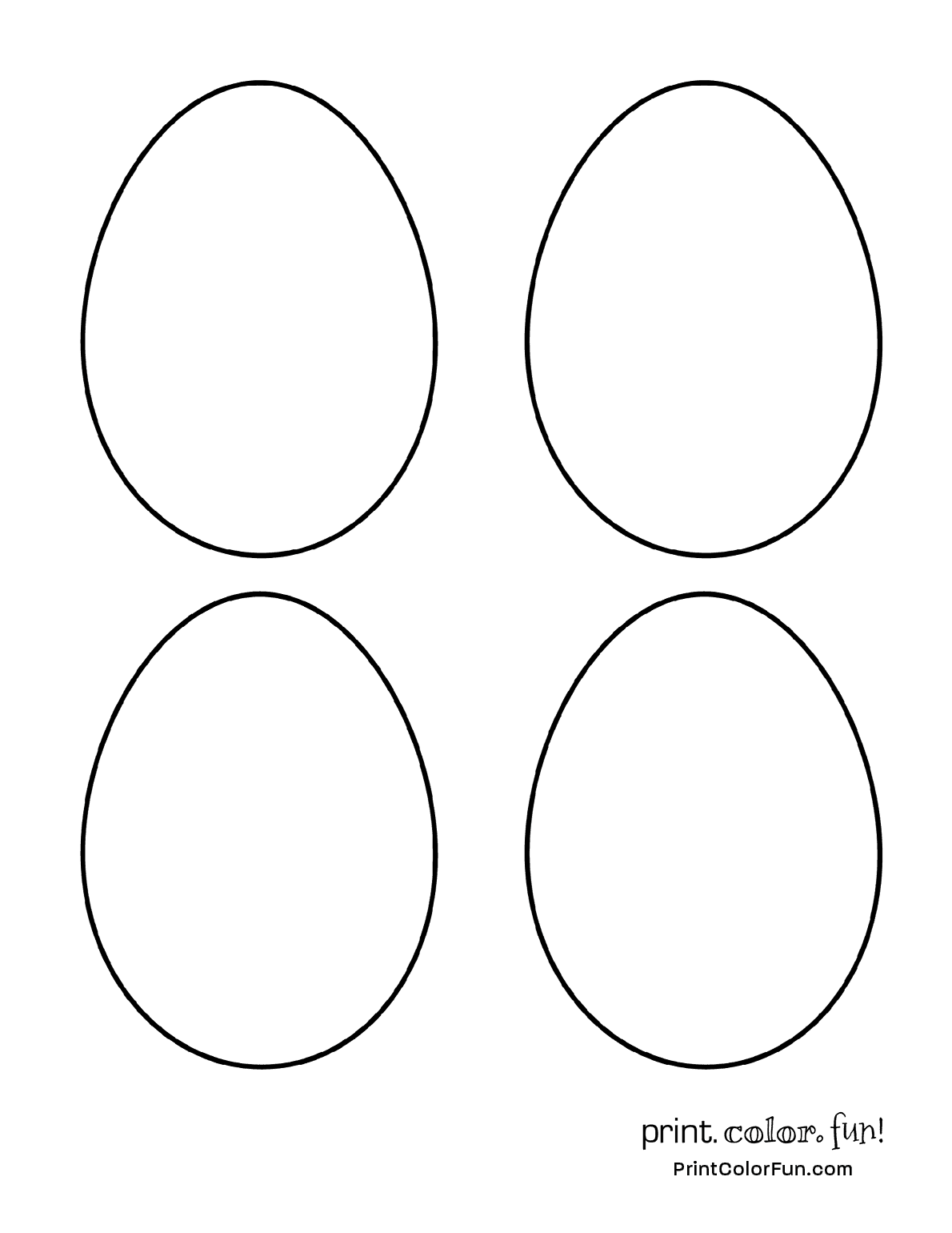 4 Sizes Of Blank Easter Egg Shapes To Print And Color Print Color Fun 