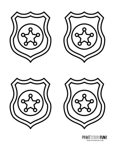 4 police badges with sheriff stars from PrintColorFun com