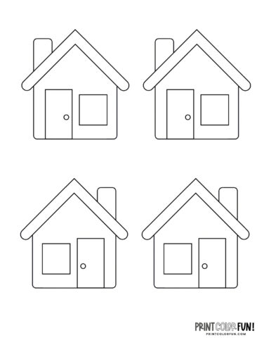 4 small simple houses coloring page from PrintColorFun com