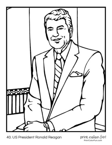 40. US Presidents coloring pages: Ronald Reagan