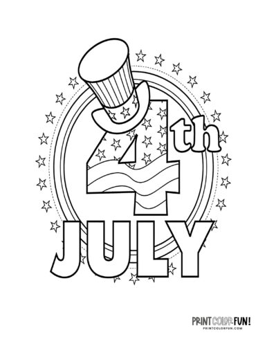 4th of July sign coloring page clipart from PrintColorFun com fourth of july coloring pages