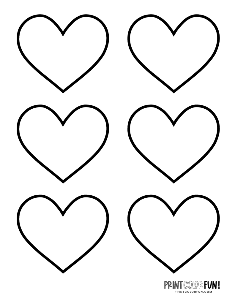 Blank heart shape coloring pages & crafty printables, at PrintColorFun.com