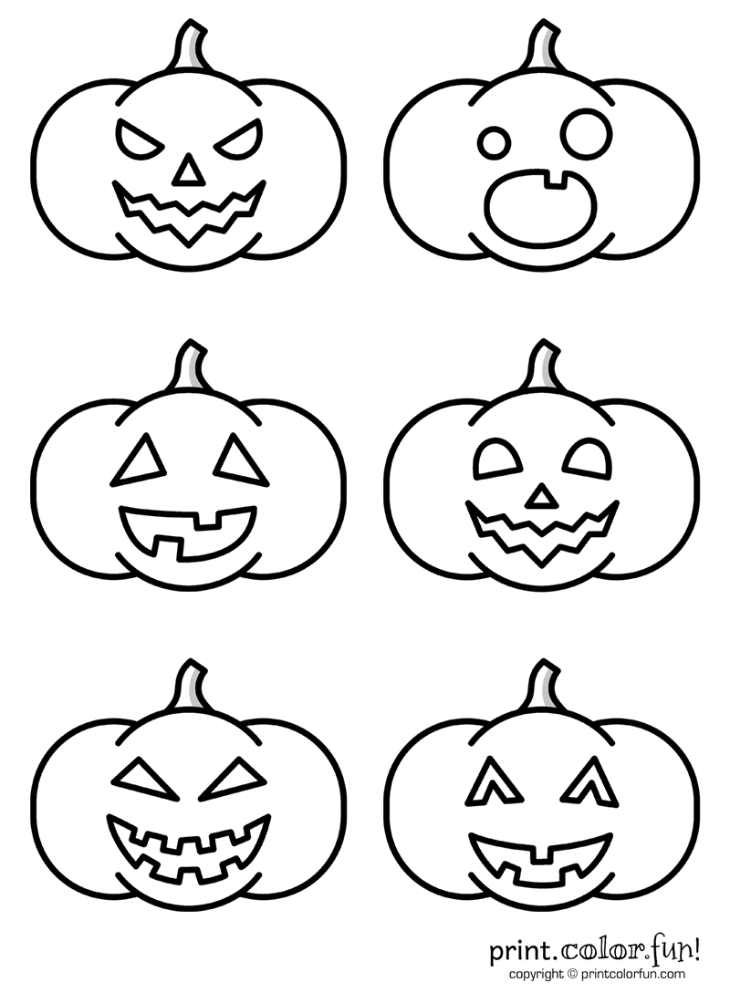 6 Silly Jack O lantern Faces To Color This Halloween Print Color Fun 