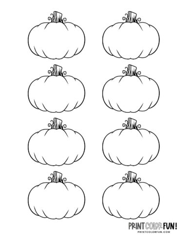 8 blank pumpkin shapes - Line art outlines