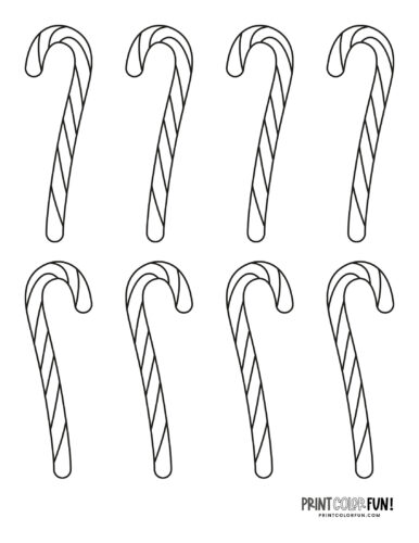 8 small candy canes coloring pages from PrintColorFun com