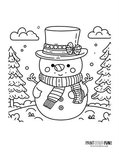 A grandpa snowman - Snowman coloring page from PrintColorFun com