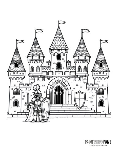 A pretty old stone castle coloring page at PrintColorFun com