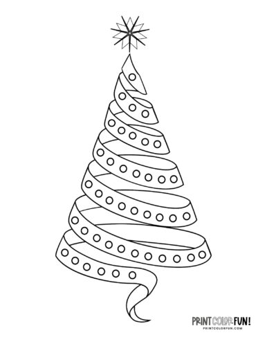 Abstract Christmas tree clipart coloring from PrintColorFun com (4)
