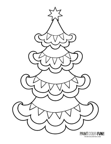 Abstract Christmas tree clipart coloring from PrintColorFun com (5)