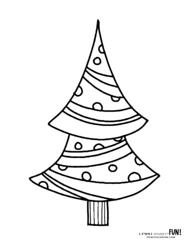 Abstract Christmas tree clipart coloring from PrintColorFun com (9)