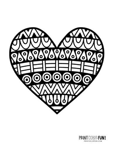 Abstract geometric pattern heart to color