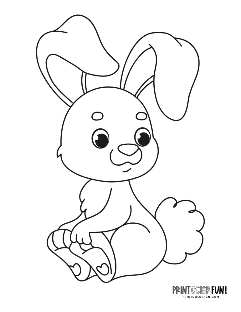 26 cute Easter bunny coloring pages, at PrintColorFun.com