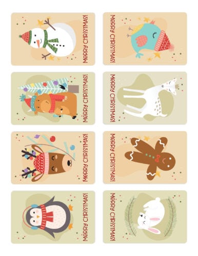Adorable printable Merry Christmas gift tags set from PrintColorFun com
