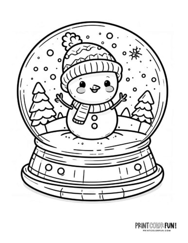 Adorable snowman snow globe coloring page - PrintColorFun com